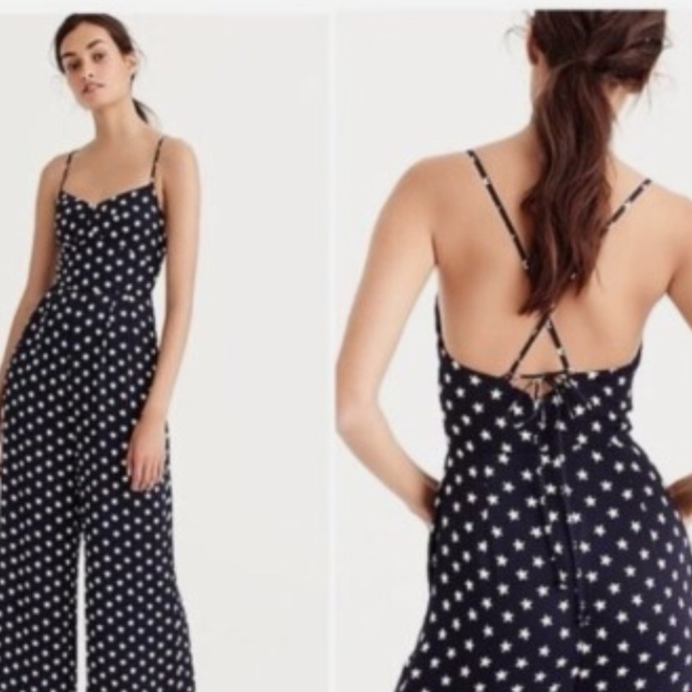 J. Crew Navy Star Print Jumpsuit